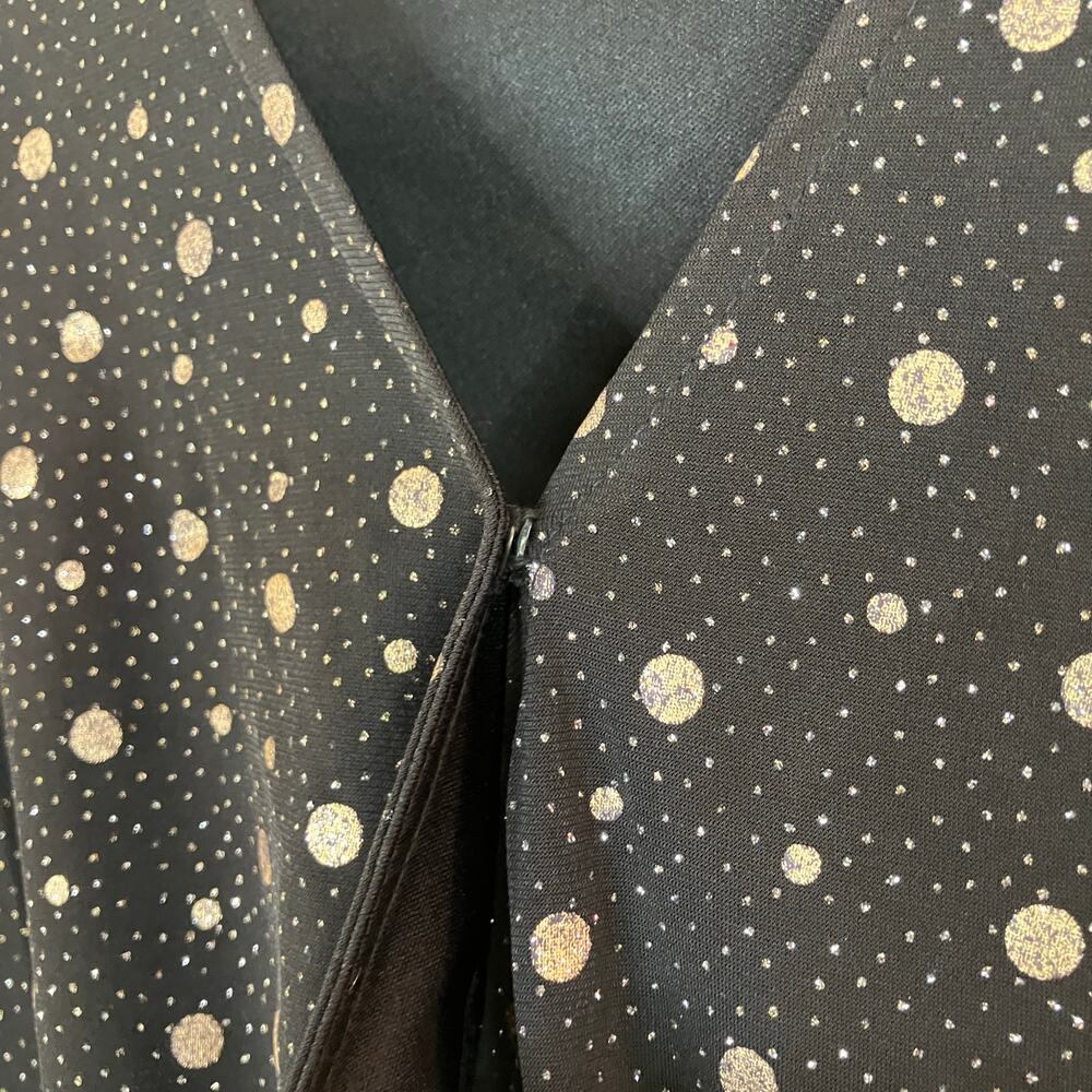 Robbie Bee | Black Gold Metallic Dot Layered Ruffle Dress NWT Womens XL - Picture 4 of 11